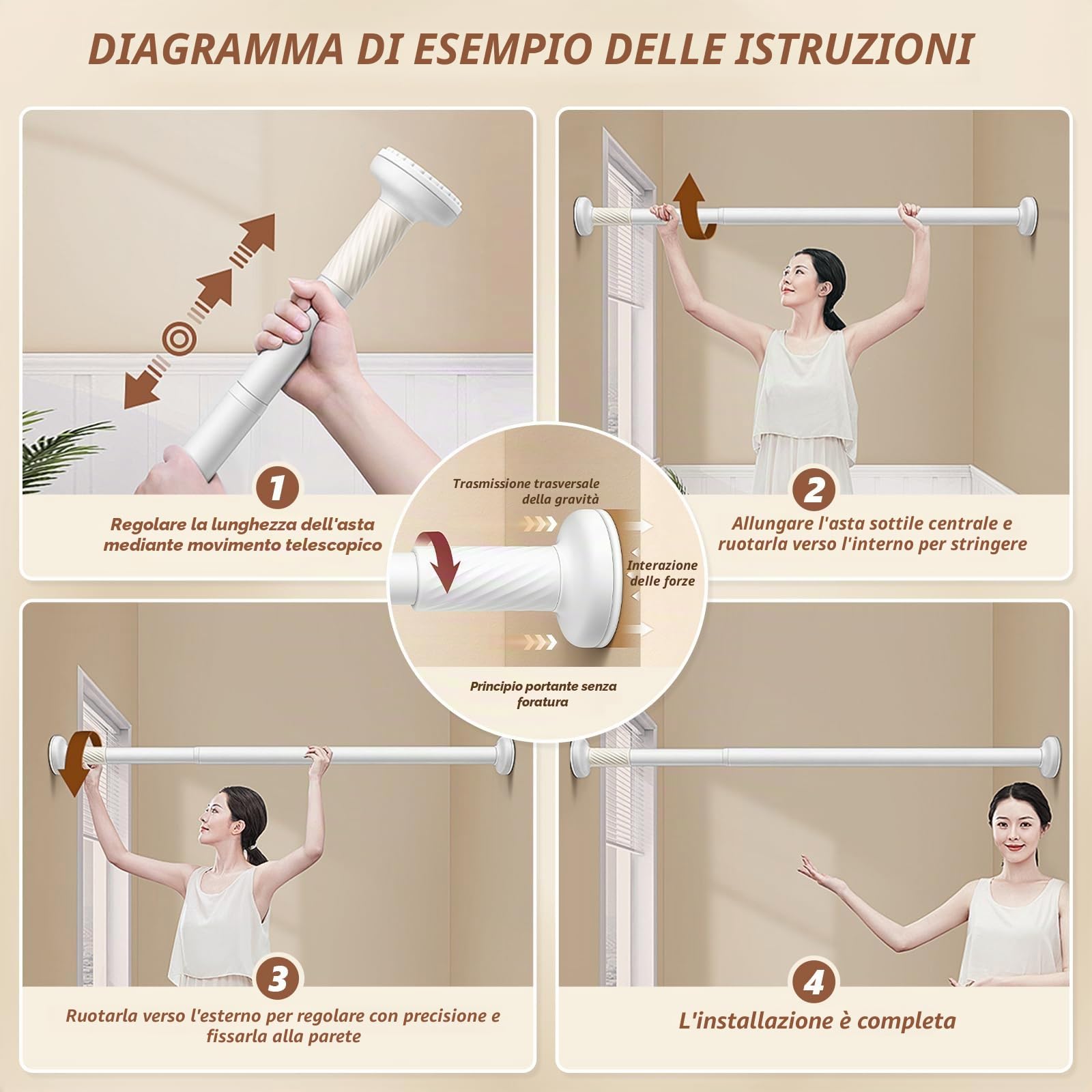 Flintronic Bastone per Tenda Estensibile, 70-120cm Bastone per Tenda da Doccia Estensibile Senza Trapano, 25mm Asta Telescopica, per Finestre, Bagno, Armadio, Porta Armadio Della Cucina