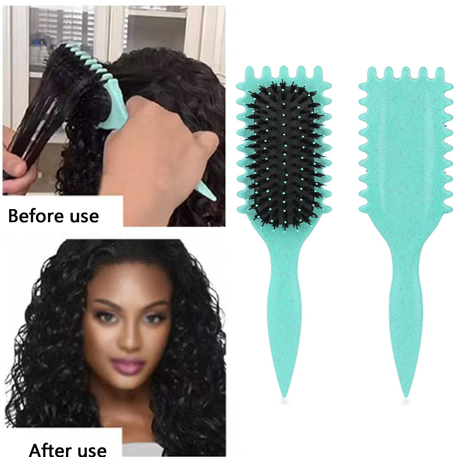 Wmzjnl 2pcs Curl Defining Brush and Wide Tooth Soft Shaping Comb for Curly Wavy Dry Hair Detangling - Image 4