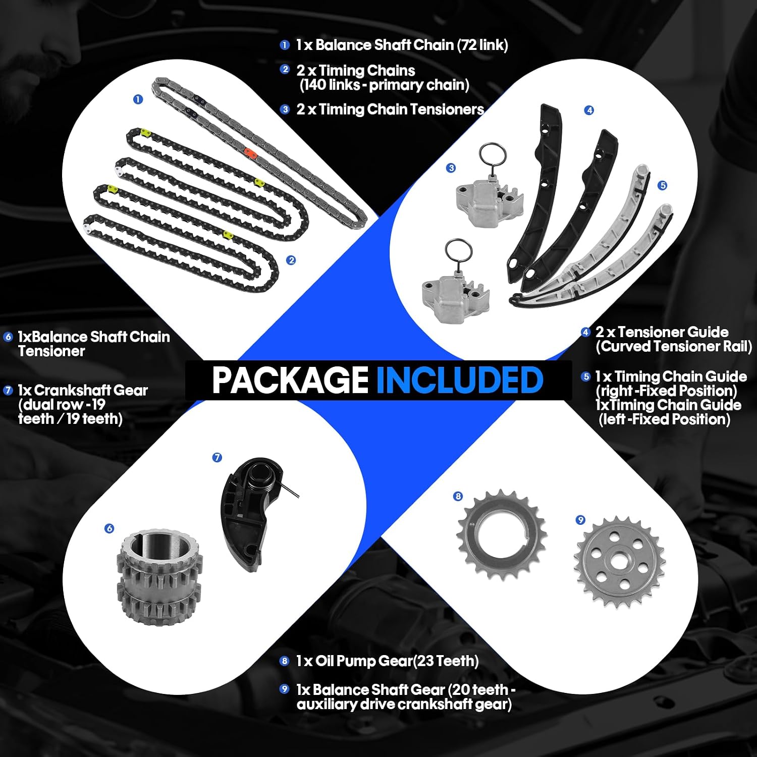 Timing Chain Kit for 2010-2015 Land Rover LR4 & Range Rover Sport, Replaces LR032048 - Fits 3.0L 5.0L V8 Diesel & Gasoline Engines, Includes Guides Tensioners