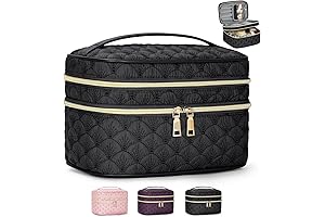 Upgraded Travel Makeup Bag Travel Makeup Bag Double Layers Make Up Bag...