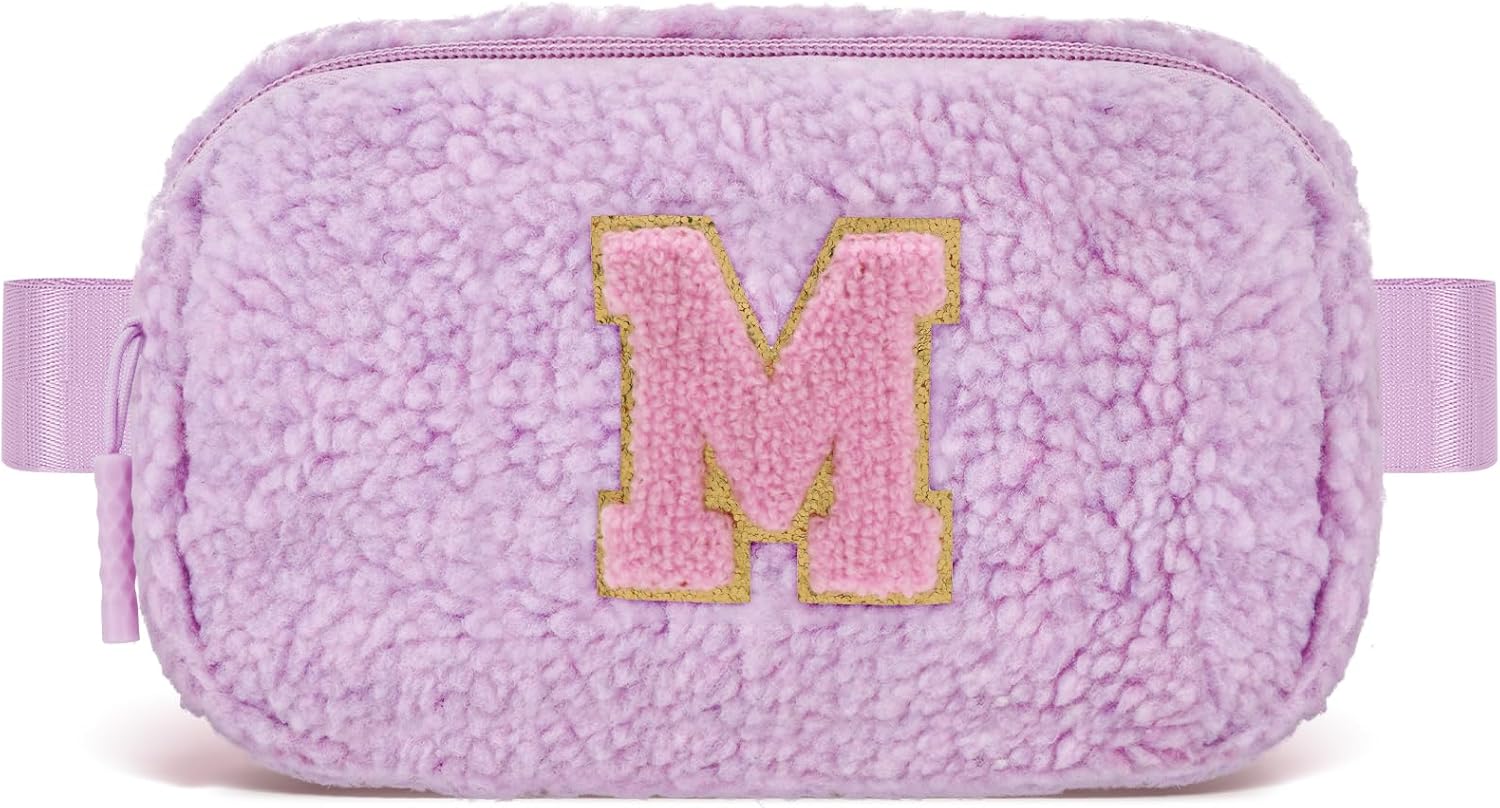 Gifts for Grandkids - Initial Purse Fanny Pack Crossbody Bag,Birthday Gift for 5 6 7 8 9 10 11 12 13 14 15 16 Year Old Teen Girls - M,Lavender