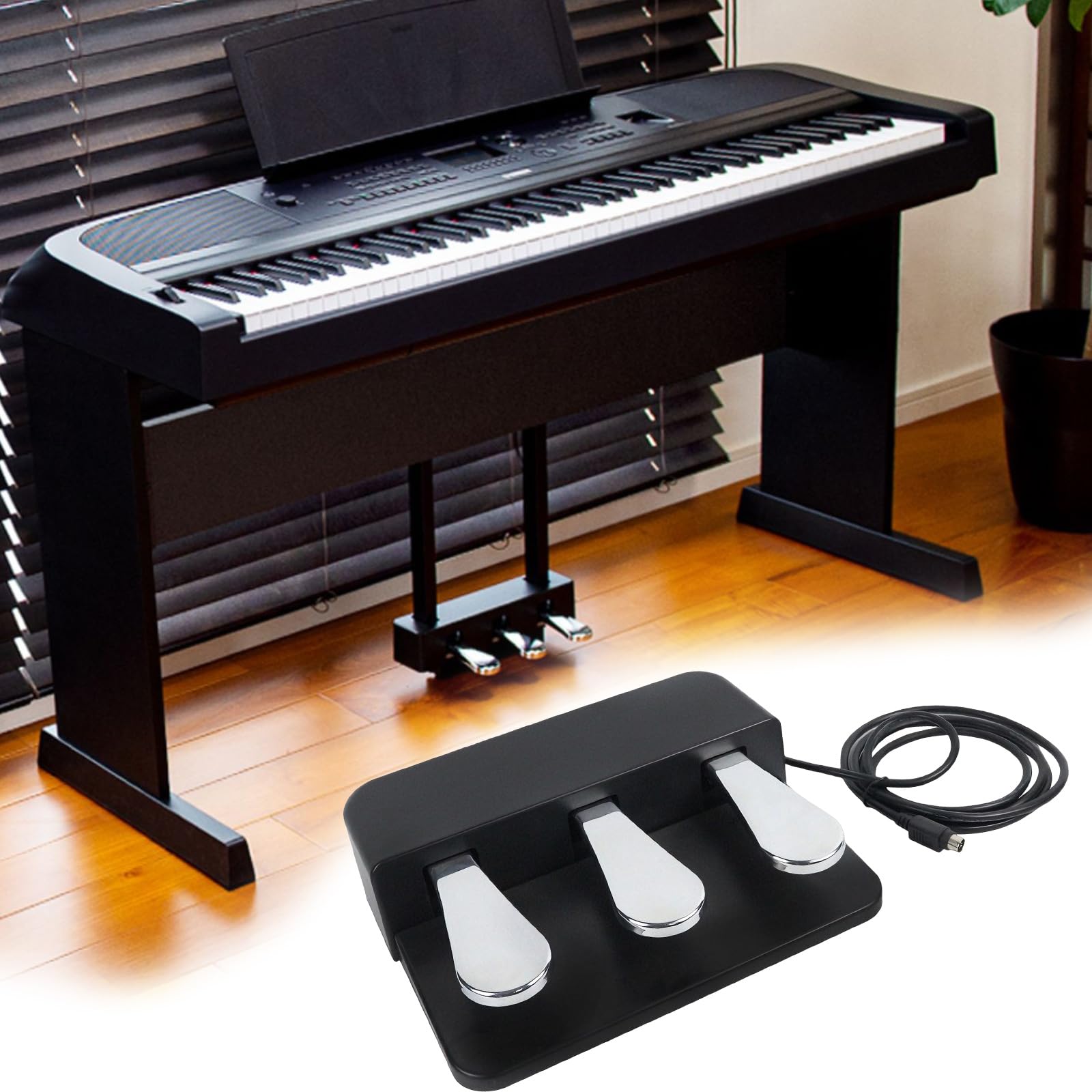 Pedal universal de sostenimiento adecuado para teclados electrónicos y pianos digitales, textura ABS, base antideslizante, diseño portátil