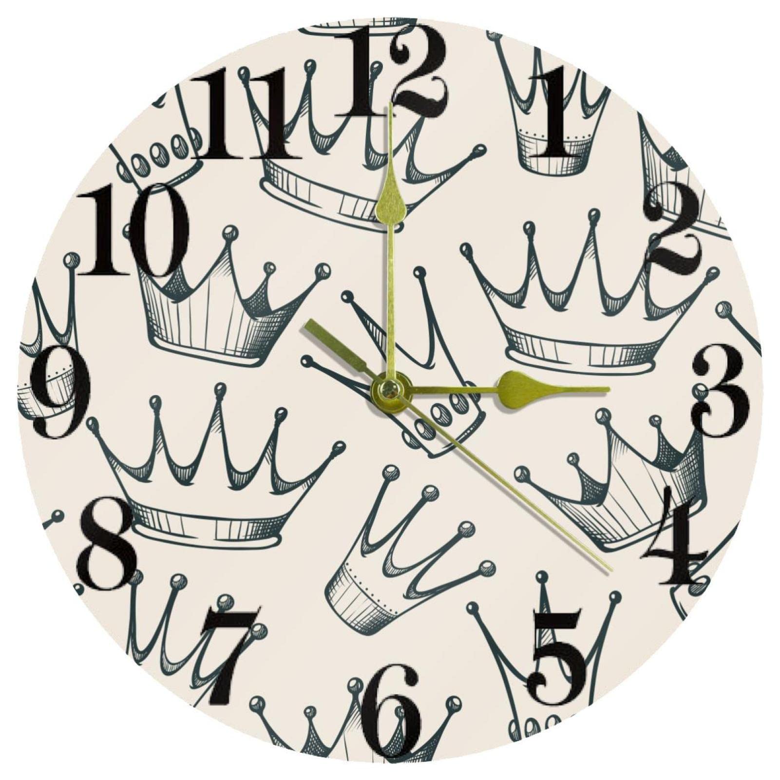 Horloge murale sans tic-tac Crown Princess 25,4 cm à piles pour un sommeil paisible