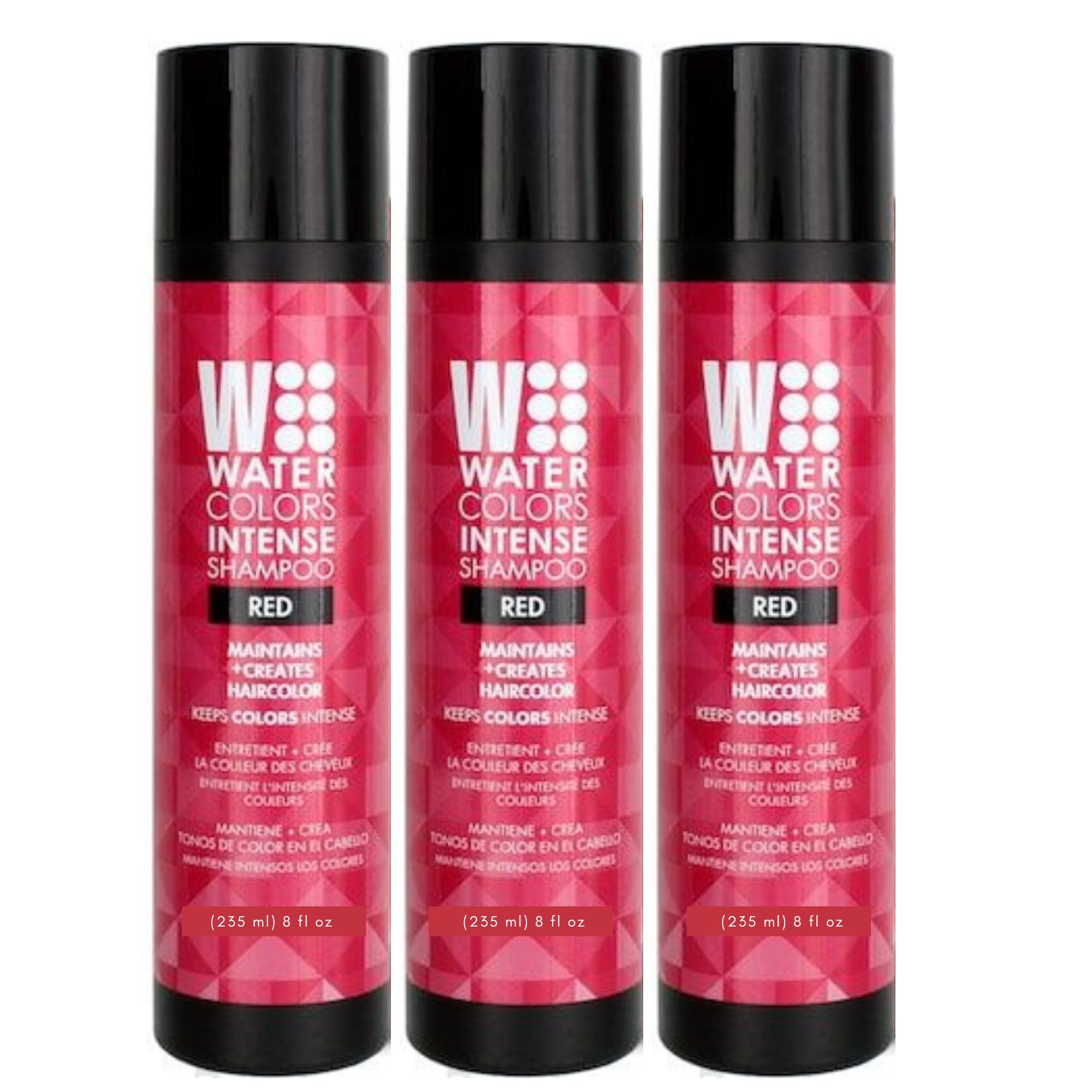 INTENSE Semi Permanet Color Depositing Shampoo. Sulfate & Paraben Free to Maintain & Enhance Hair Color 8.5 oz - RED (3 Count)