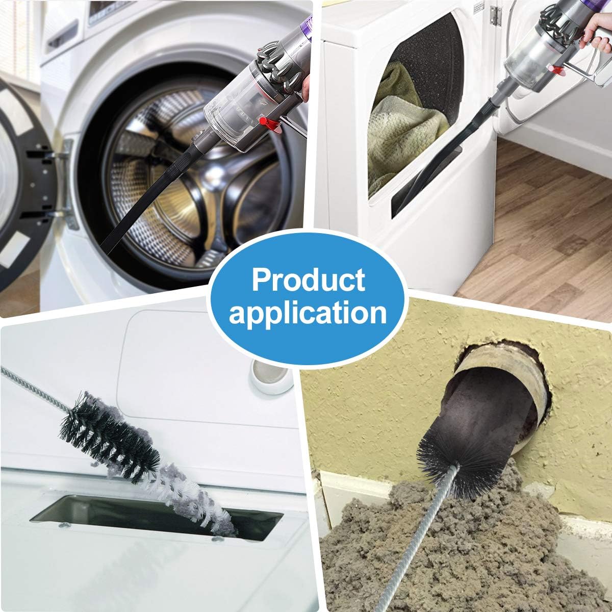 LANMU Dryer Vent Cleaning Kit Compatible with Dyson V6 V7 V8 V10 V11 V15, Flexible Extension Vacuum Hose Adapter Attachment Duct Brush Lint Cleaner Tools