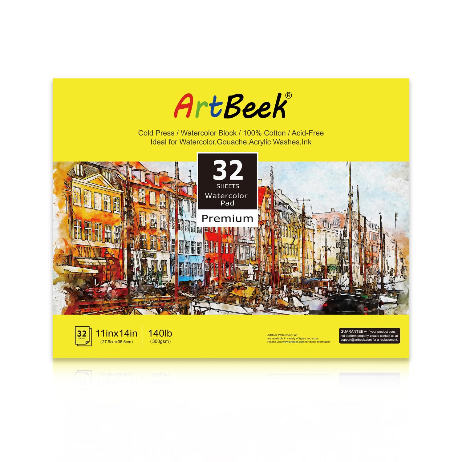 ArtBeek Akwarelowy blok papierowy, blok akwarelowy 100% bawełna 140 g/300 g/m2 (11 x 14 tłoczenie na zimno)