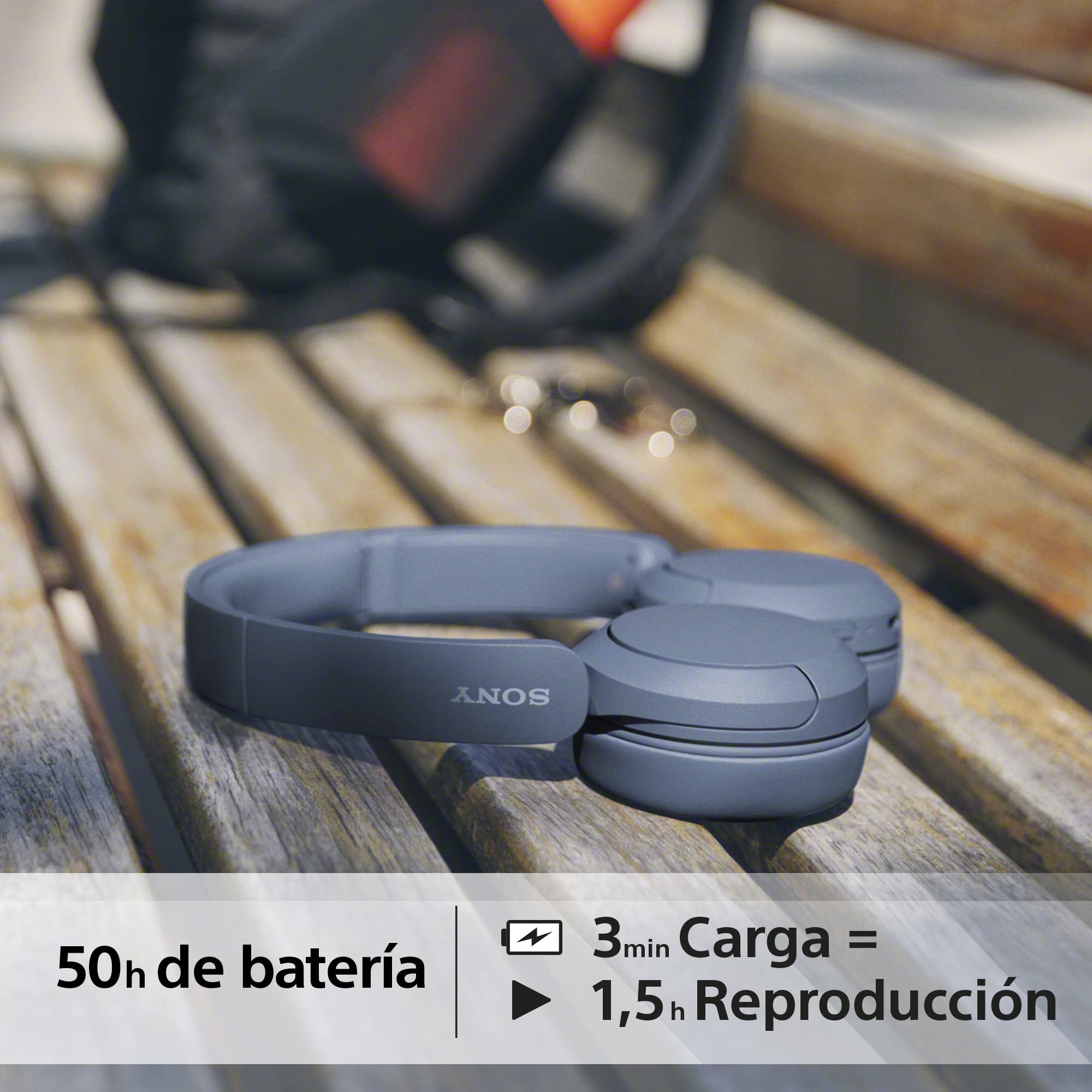 Sony WH-CH520 Auriculares de diadema inalámbricos Bluetooth, diseño ligero, 50 h de batería, carga rápida, ecualizador, llamadas nítidas, iOS y Android - Azul — view 6