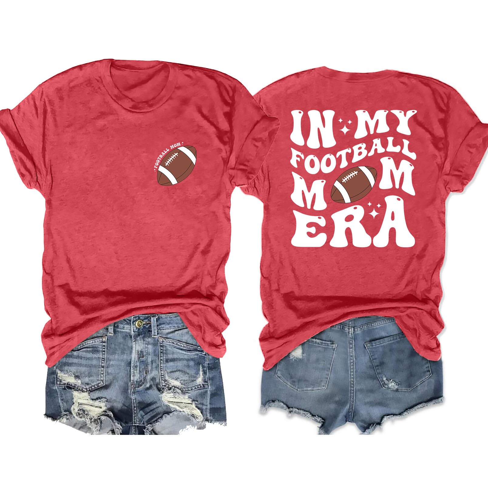 LAZYCHILDWomen Football Shirts in My Football Mom Era T-Shirt Game Day Graphic Soccer Mama Top