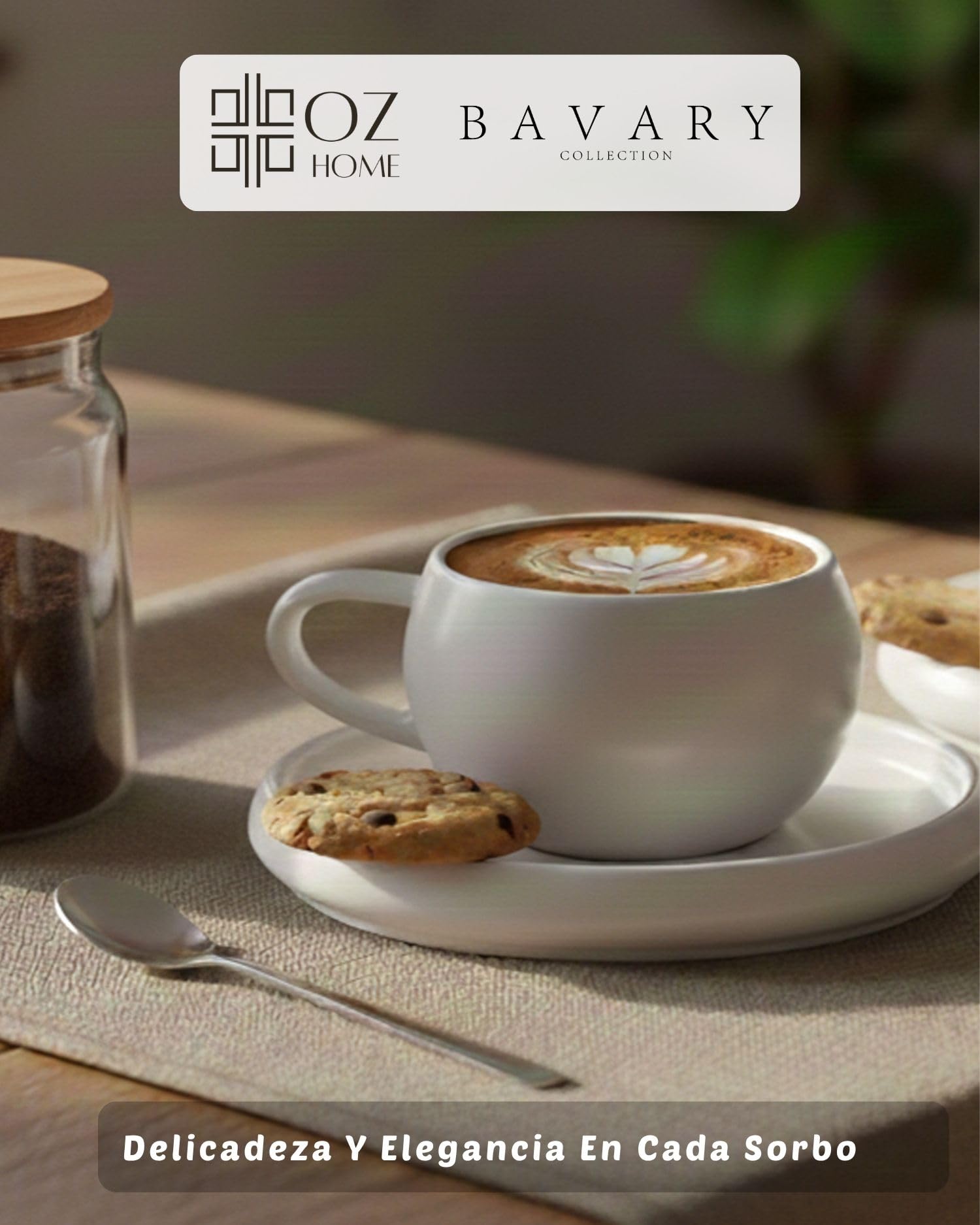 BAVARY Chubby Tazas de Café y Té con Plato – Juego 12 Piezas para 6 Personas – 200 ml Porcelana Blanca – Diseño Redondo – Cappuccino, Café, Té e Infusiones – Aptas Lavavajillas y Microondas