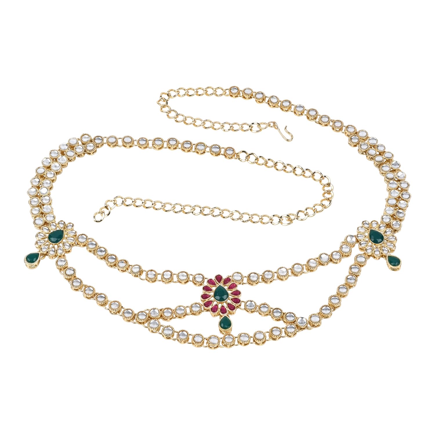 I Jewels Gold Plated Traditional Ethnic Kundan & Stone Adjustable Kamarband/Belly Chain/Kandora/Waist Belt For Women (B055QG) (B0DB8LVFX9) Amazon Price History, Amazon Price Tracker