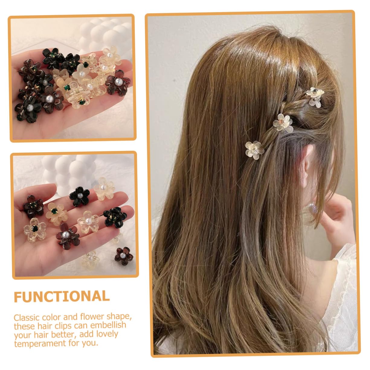 VICASKY Fermagli per Chioma a Forma di Fiore Piccoli Fermagli Artiglio 16 Pezzi in Plastica Accessori per Acconciature Eleganti per Bambine per Matrimonio e Altre Occasioni