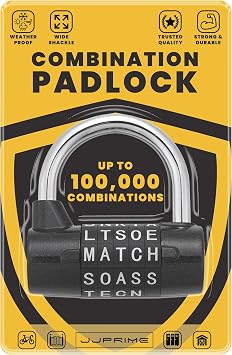 5 Letters Combination Padlock, Outdoor Padlock Weatherproof Word, Black