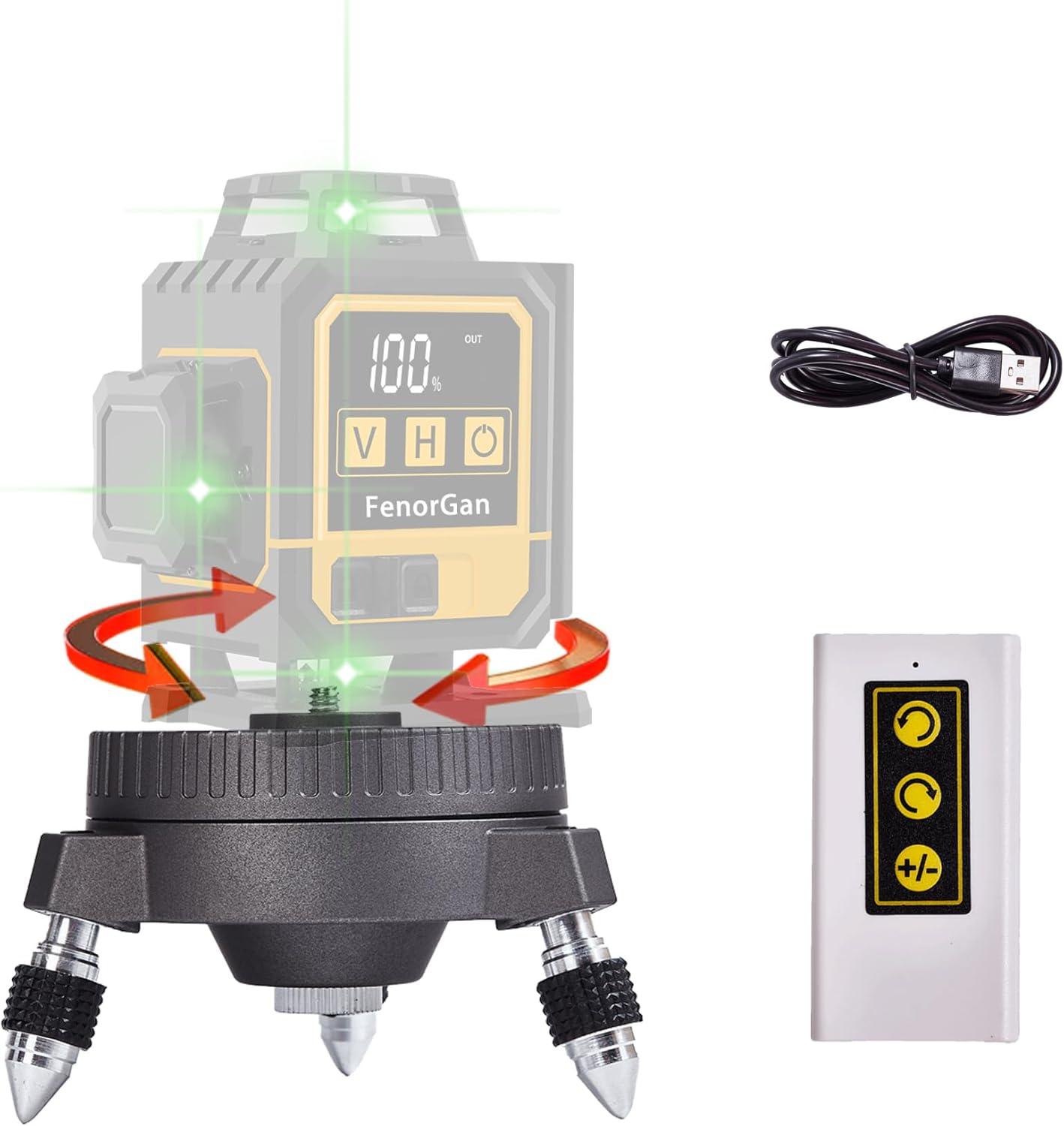 Electric Base Bracket Suitable for Laser Level and Camera 1/4 and 5/8 interfaces are Universal Rotate Left or Right The Speed can be Adjusted