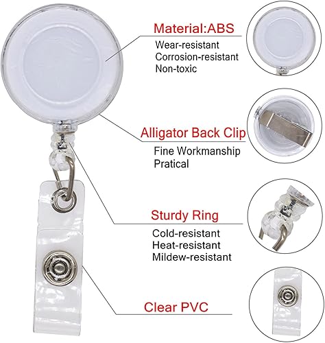 Miniatura 6 de YEALQUE Paquete de 30 portatarjetas retráctiles para identificación de enfermería, clips lindos para médicos, médicos, salud, hospital, oficina,