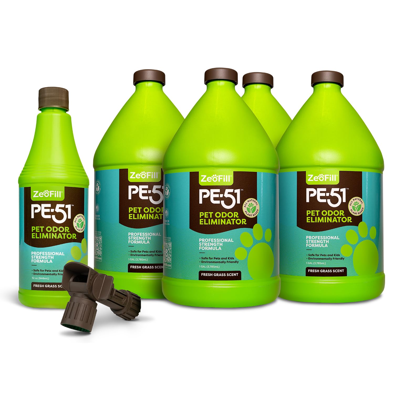 ZEOFILL PE-51 Pet Odor Eliminator - Professional Strength Urine Enzyme Cleaner | Pet, Turf & Yard Smell Remover | Cat & Dog Pee Deodorizer Spray |