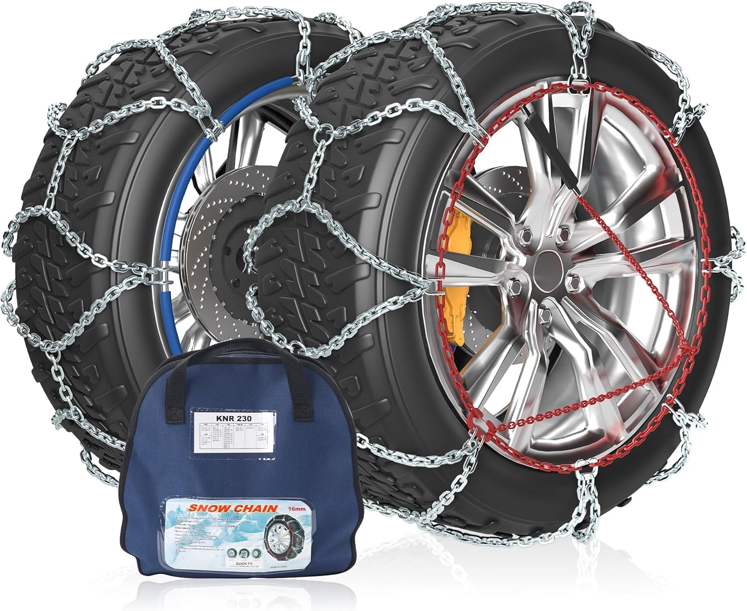 Richeer Schneeketten für Reifen 205/60 R15, KNS, 1 Paar, 80