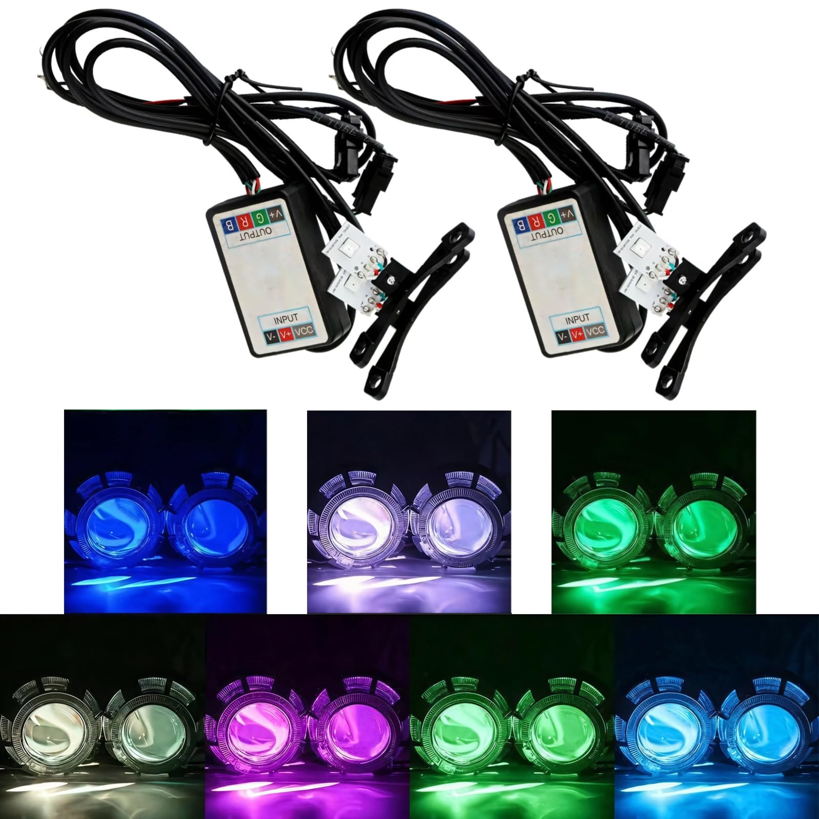 2 Pcs RGB Devil Eyes Led for Car, Color-Changing Eye Lights with Wireless Control, App-Based Customization for Safety