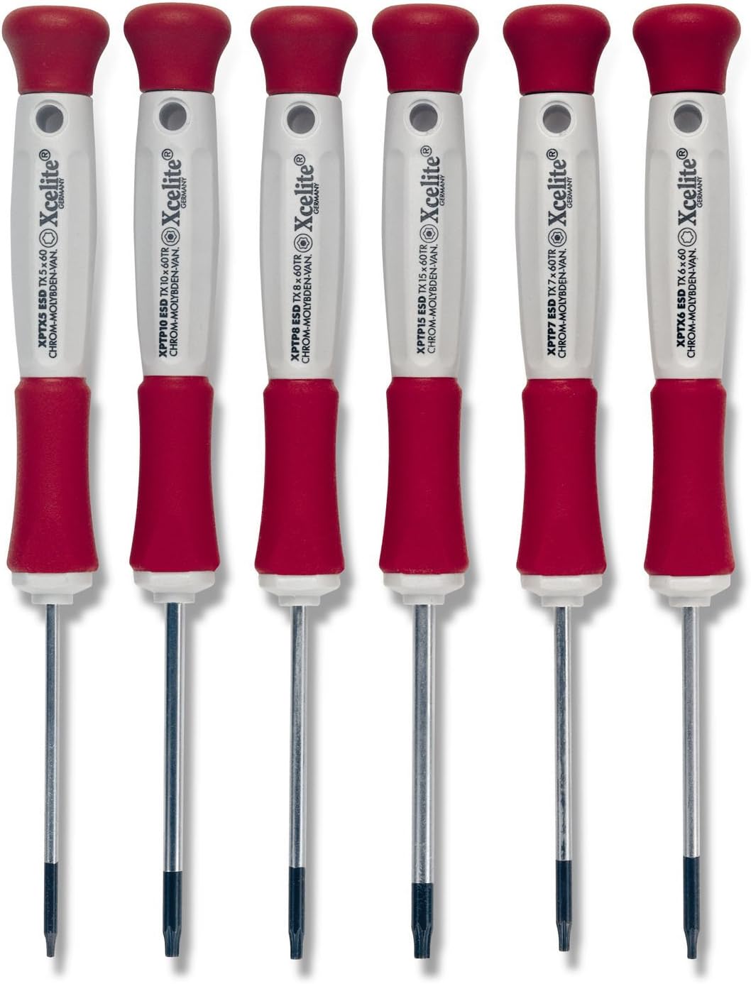 Xcelite XPTX600 Precision Chromium Molybdenum Steel Torx ESD Screwdriver Set, With Case, 6-Piece