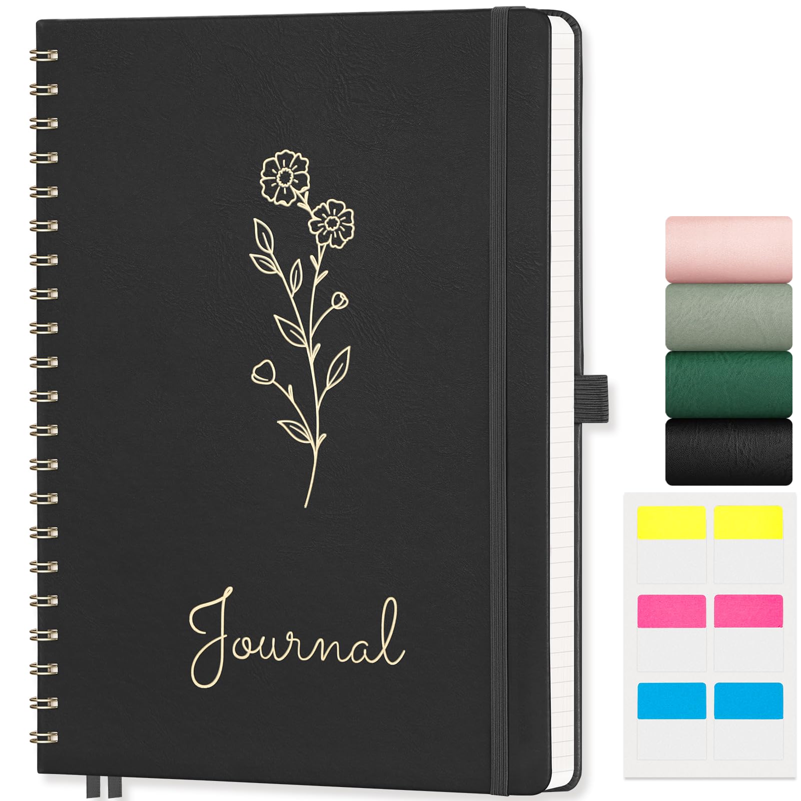 Carnet à spirale A4 haut de gamme avec couverture rigide en cuir noir