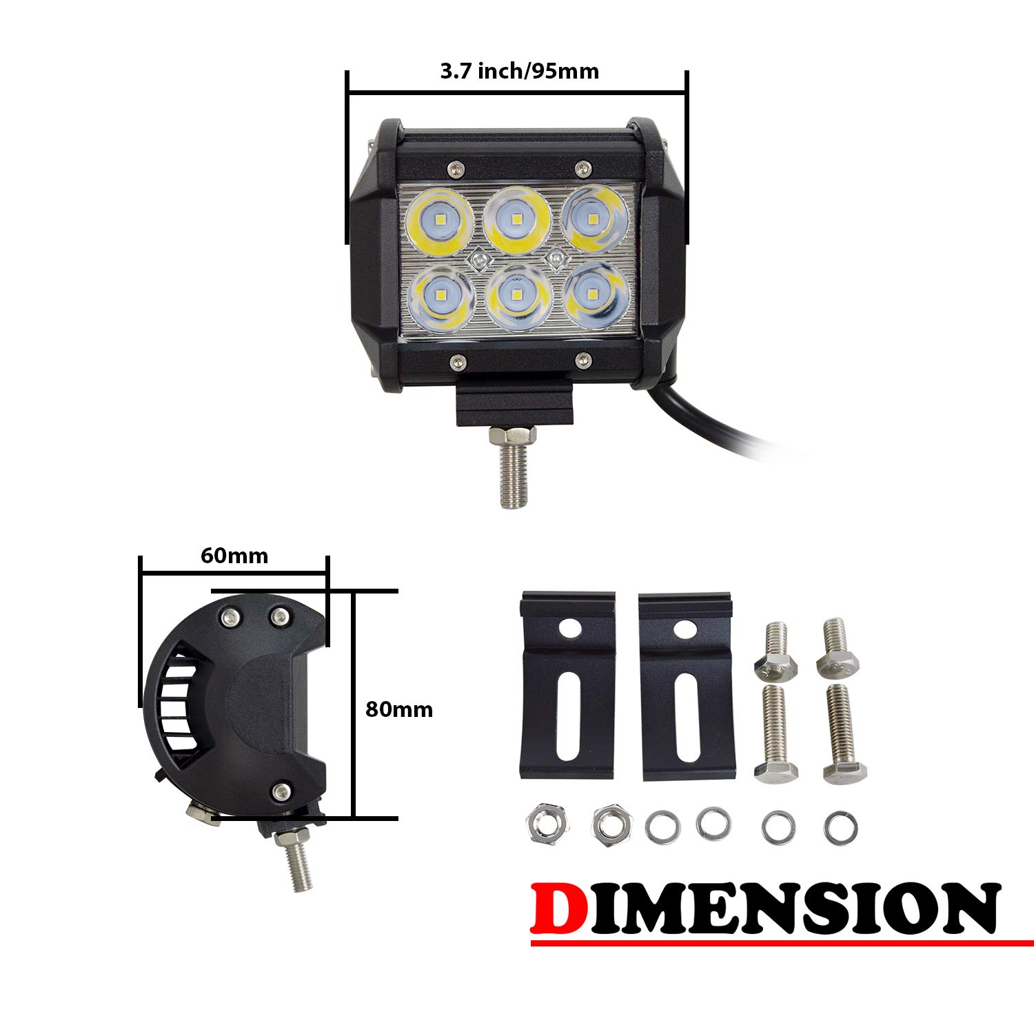 SKYWORLD 51cm 510W Barra Led con 12V kit di Cablaggio, 2pcs 10cm 18W Spot Luci da Lavoro a led Fari Led per 4x4 Fuoristrada Auto Off Road Camion SUV ATV Veicoli, 6000K Faretti Fendinebbia