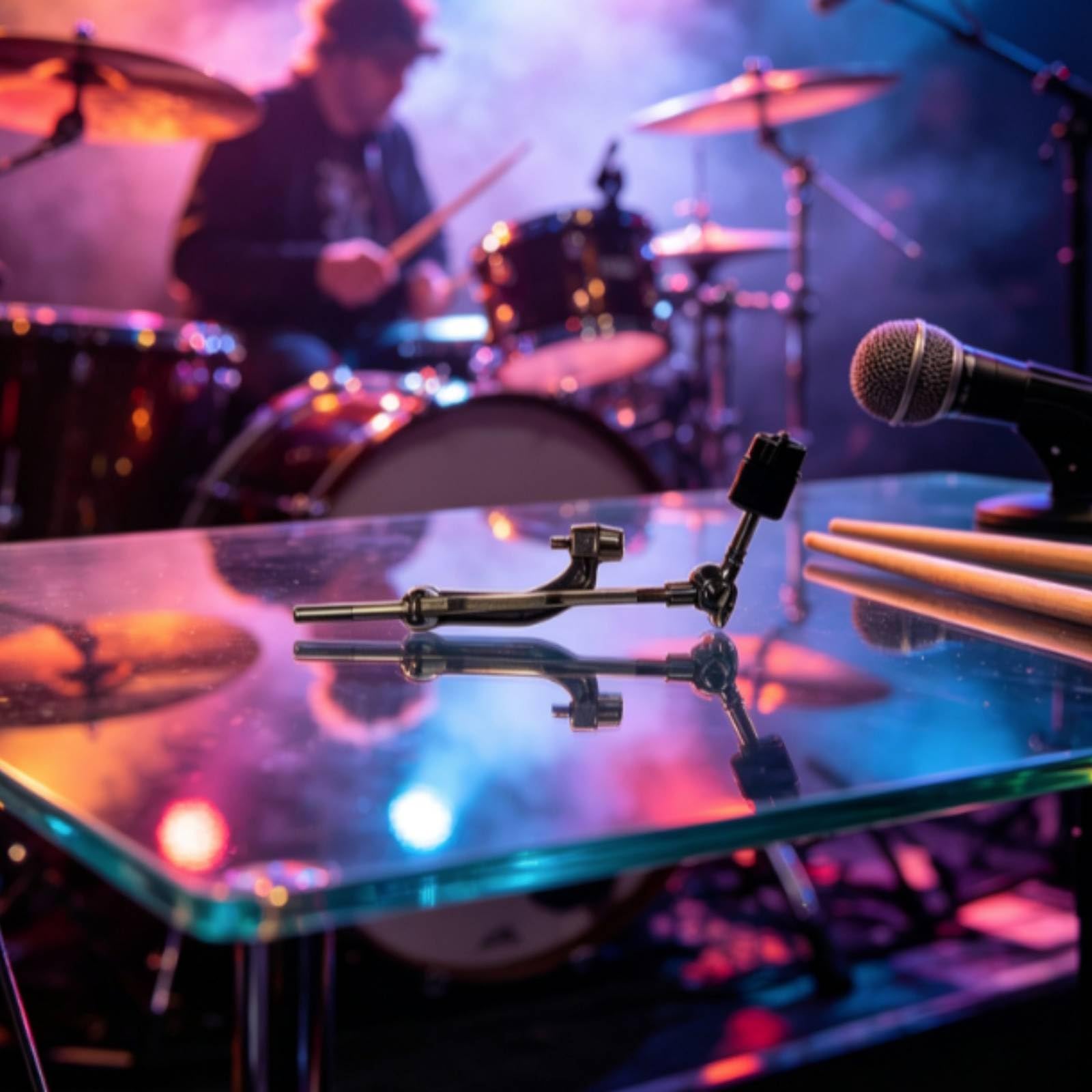 Morsetto di Estensione Del Tamburo Regolabile Supporto Cromato per Batteristi, Musicisti, Sala Prove, Concerti, Braccio Di Supporto Per Piatto A Quattro Sezioni Lungo