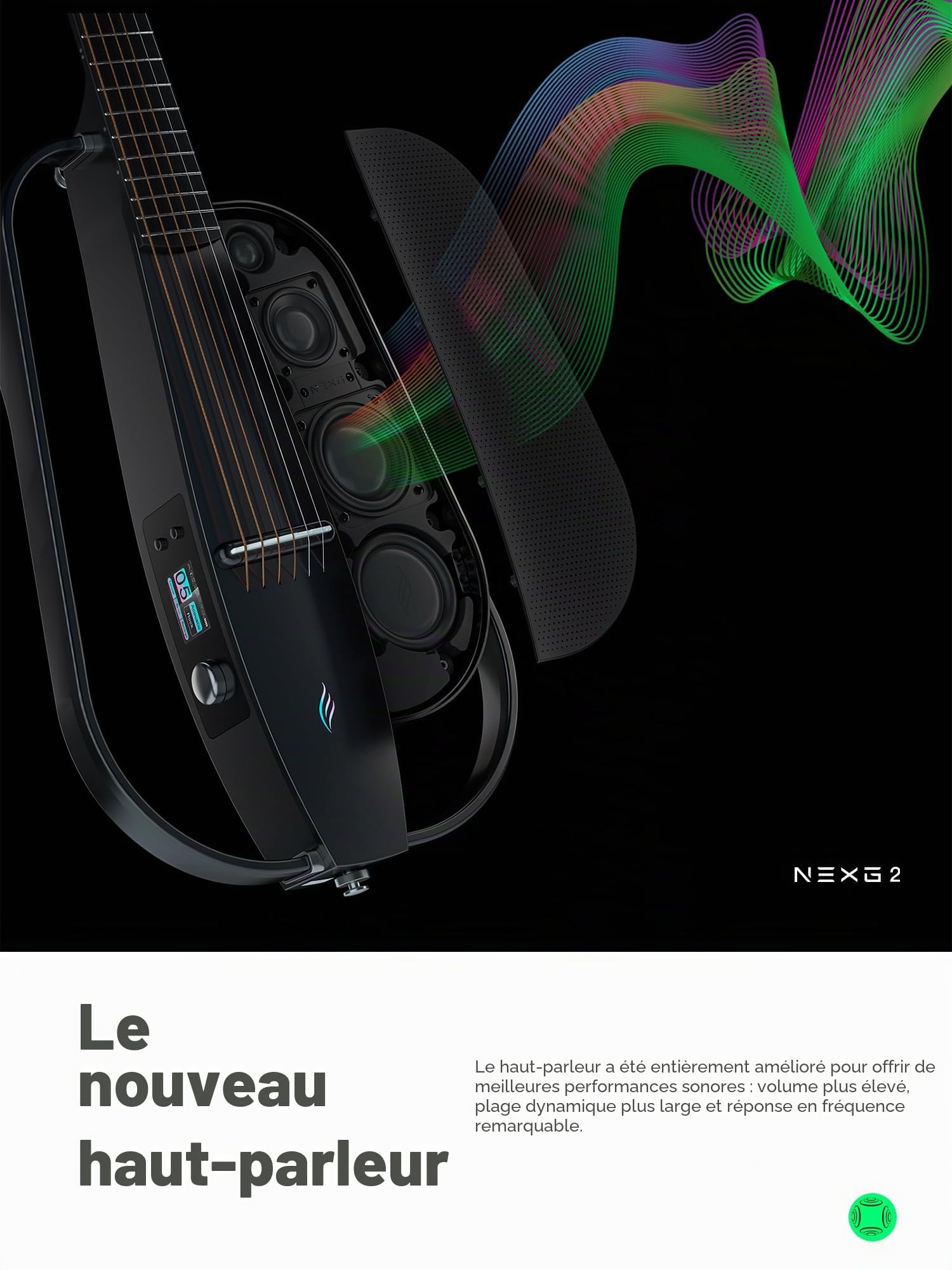 Enya Guitare Électrique Acoustique NEXG2 - Noir 38 Pouces Smart Audio Guitar en Fibre Carbone pour Adultes Avec Haut-parleur Sans Fil 80 W Microphone Hi-Fi Écouteurs Footswitch Chargeur y Funda