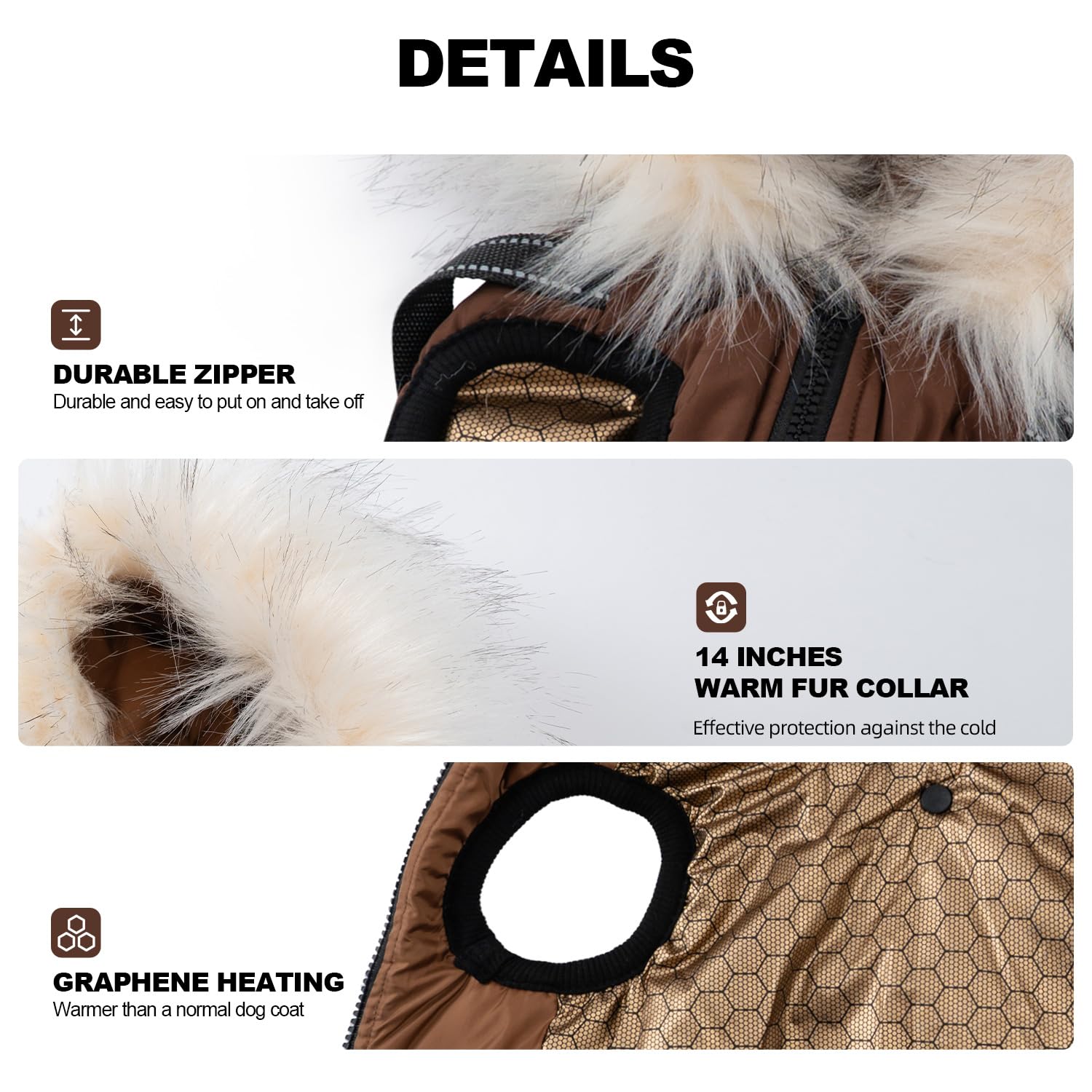 PINA Manteau d'hiver pour chiens de petite, moyenne et grande taille, veste d'hiver imperméable pour chien avec harnais intégré, manteau pour temps froid avec capuche en peluche, combinaison de neige