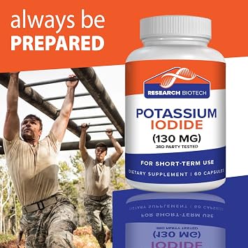Max-Bio (2 Pack) Potassium Iodide Supplement Tablets Pills 130mg - 120 Capsules Dietary Thyroid Support Protector, KI Iodine Tablet Vitamins Best Potasium YODO Naciente