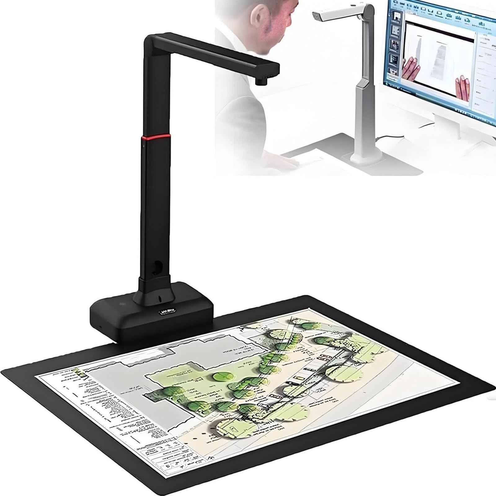 Escáner de libros de gran formato A2/3, escáner de cámara de altura ajustable, resolución de hasta 23 mp, suavizado de páginas dobles y escaneo automático dividido, reconocimiento de texto ocr, para