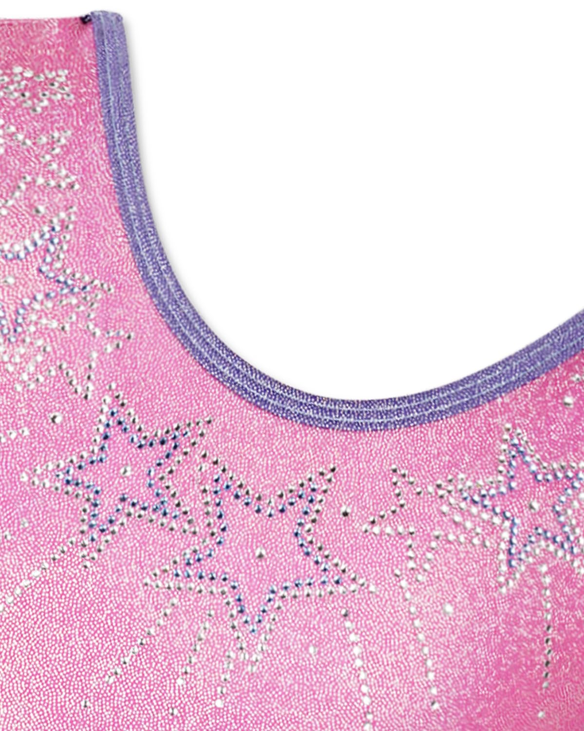 Gogokids Conjunto de gimnasia de tres piezas para niña, cuello en Y, sin mangas, con pantalones cortos y diadema, traje de gimnasia con diseño de bloques de color azul y morado, 3-12 años — view 2
