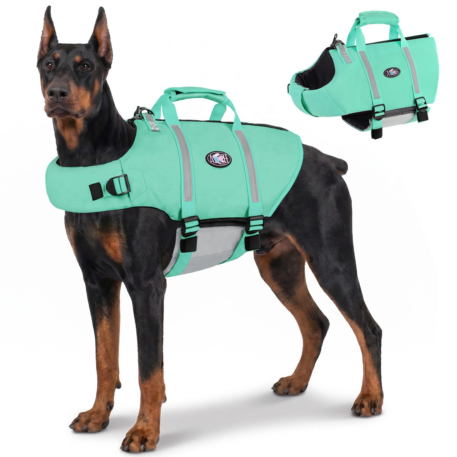 AOFITEE Dog Life Jacket, High Flotation Dog Life Vest for Swimming, Reflective Medium Dog Swimming Vest, Adjustable Dogs Swimsuit Lifesaver with Zipper and Rescue Handle for Small Medium Large Dogs — image 1