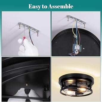 GIGGI Round Black Ceiling Light, 2-Way Ceiling Lights with E27 Flush Light Fittings Ceilings, Ceiling Lighting for Chandeliers Ceiling Light, Ceiling Lights Living Room, Bedroom, Hallway & Kitchen [Energy Class A]
