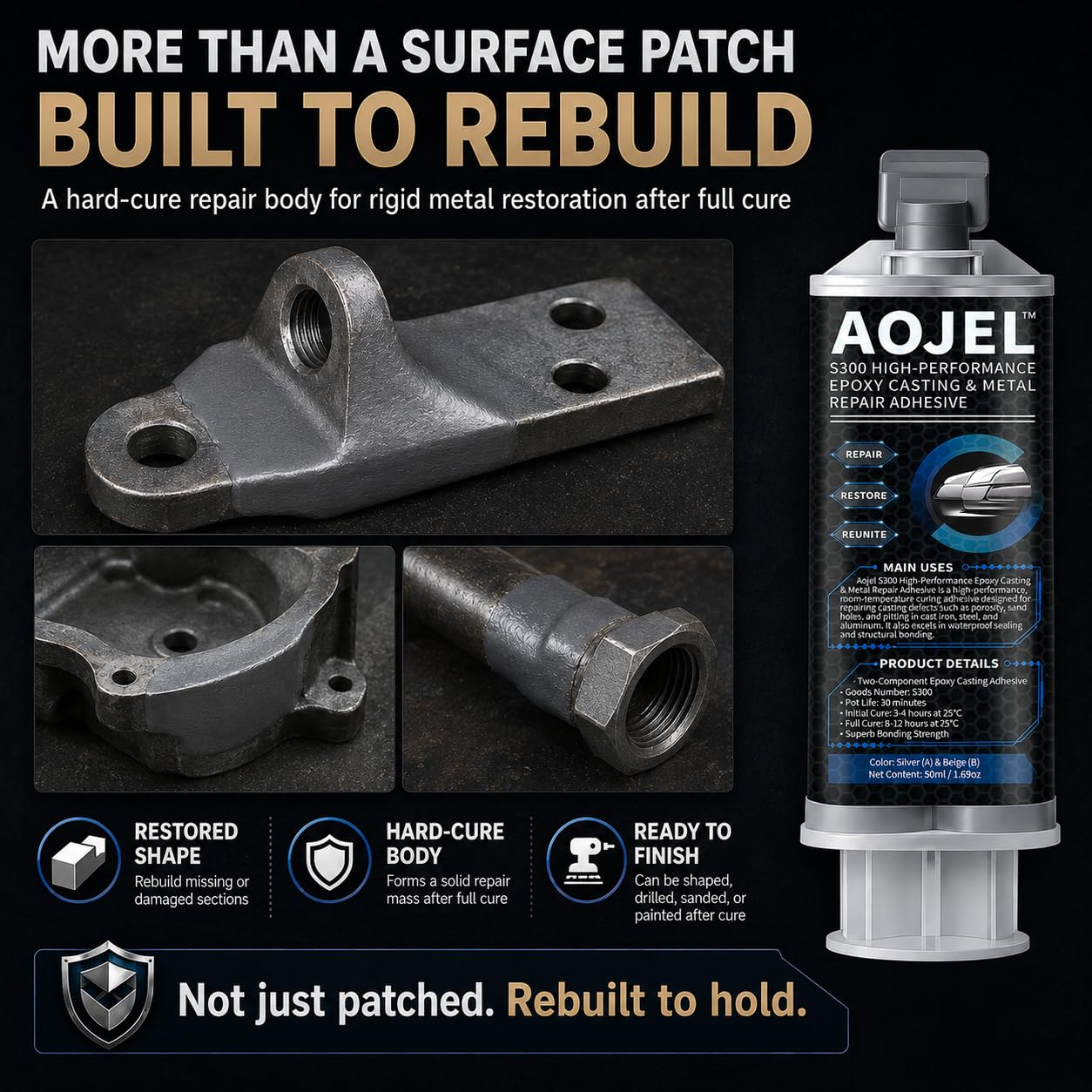AOJEL S300 Metal Epoxy: Repair Aluminum & Steel -9