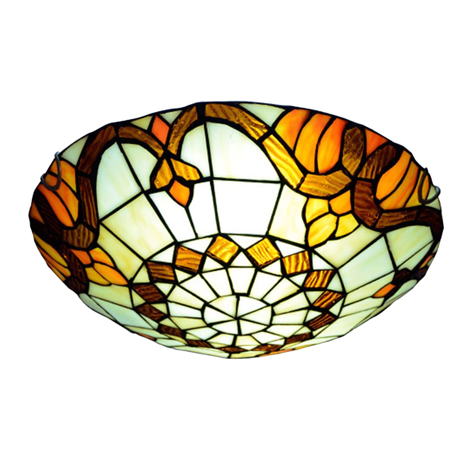 ITOSUI Tiffany Ceiling Light, Stained Glass LED Flush Mount Ceiling Lamp Vintage Baroque Decoration Chandeliers Light Lighting Fixture for Bedroom, Living Room, Hallway, Kitchen, Bathroom,Gold,12inch
