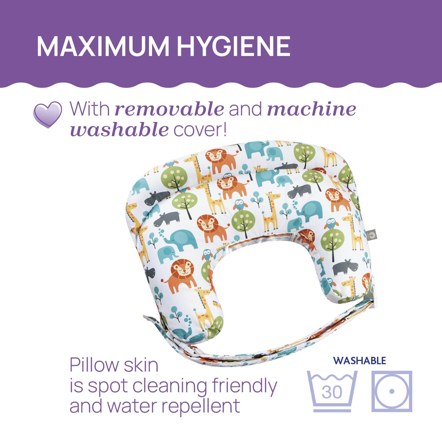 Boppy Cojín Deluxe de Lactancia para Bebés de 0+ Meses, Forma Ergonómica con Soporte para Mamá y Bebé, Soporte Bebé para la Lactancia Materna y con Biberón