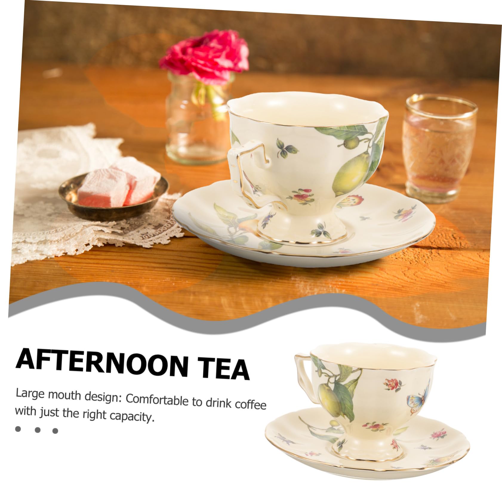 Retro Kaffee Tasse Satz aus Keramik mit Untertasse für Zuhause