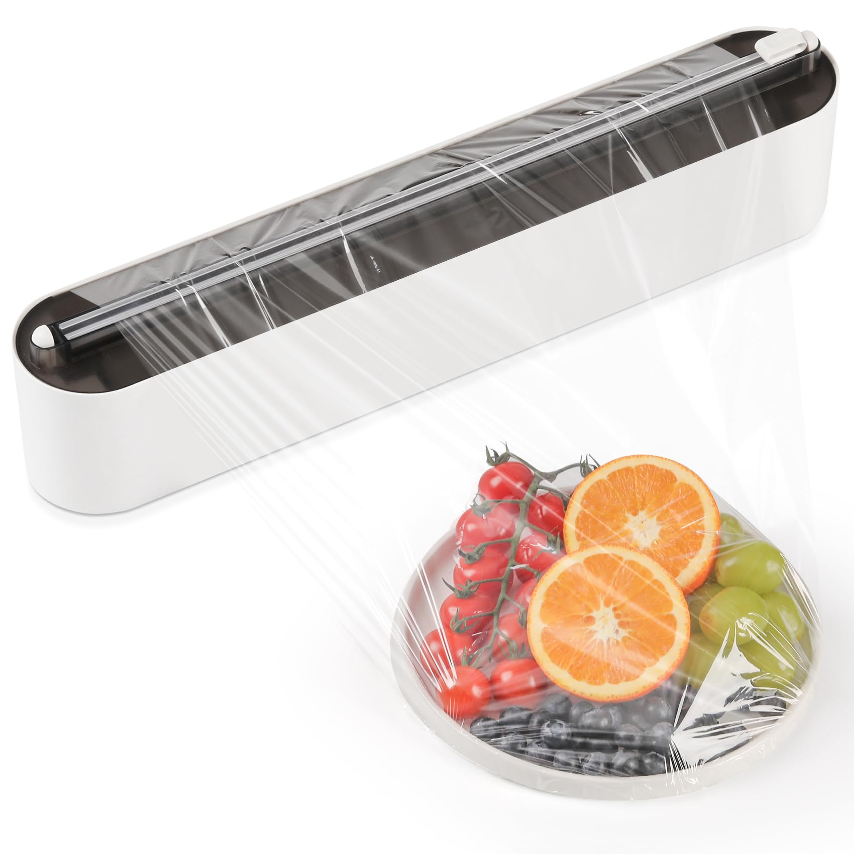 Quasziwa Aluminum Foil & Plastic Wrap Dispenser with Slide Cutter - Magnetic & No-Drill Wall Mount, Cling Film Dispenser for Worktops & Cabinets,