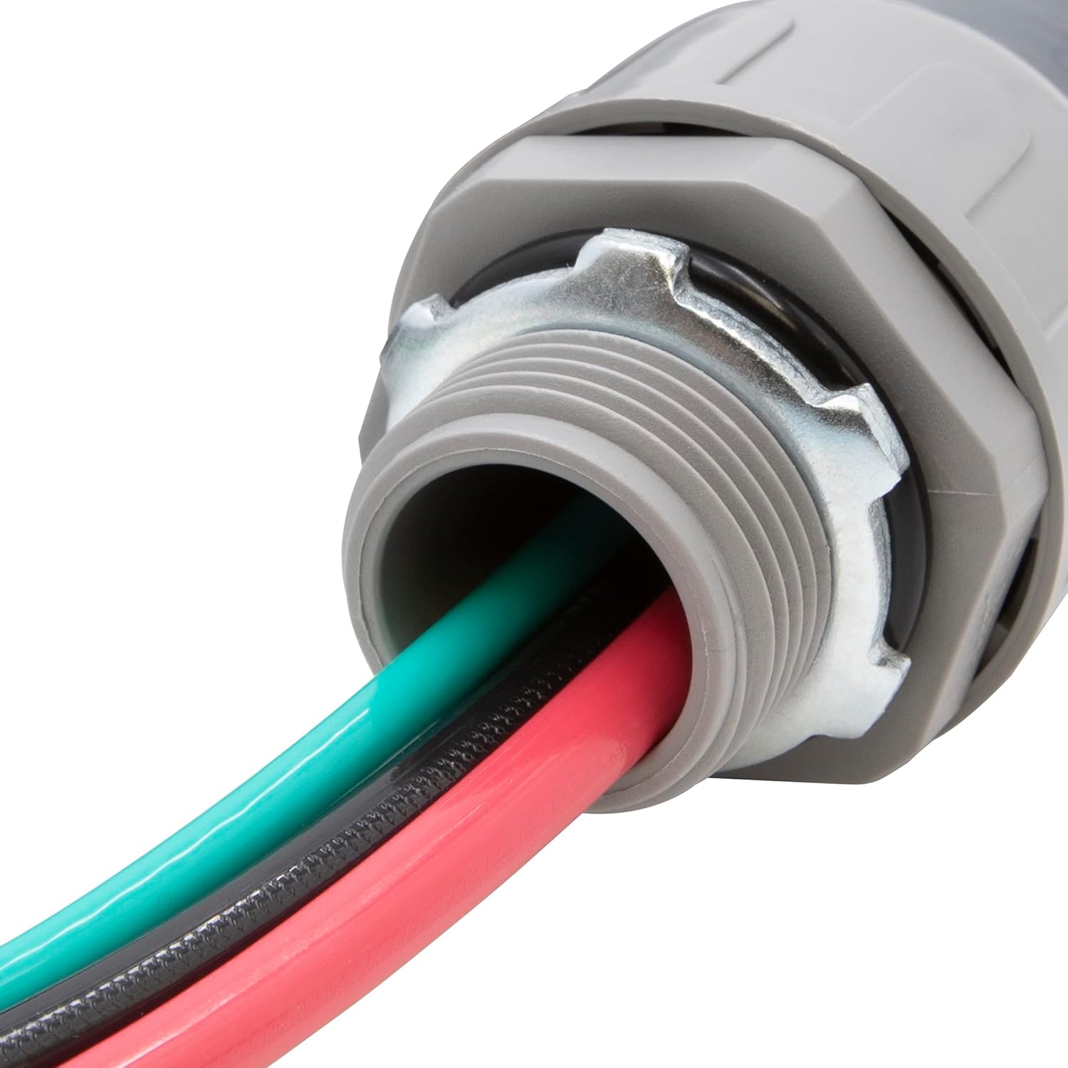 Maxxima 3/4 in. x 6 ft. Liquid Tight Non-Metallic PVC Connector Conduit Electric Cable Whip - 7.6 ft. of 8 AWG Conductor Wires and 10 AWG Grounding Wire, One 3/4” Straight and One 3/4” 90° Connector