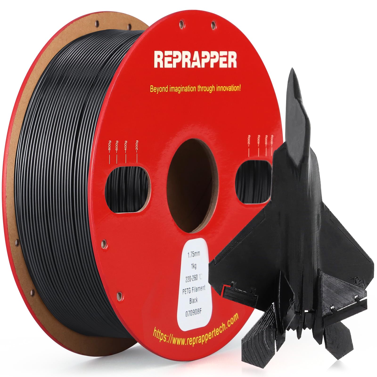 REPRAPPER PETG Filament (Black), 1kg