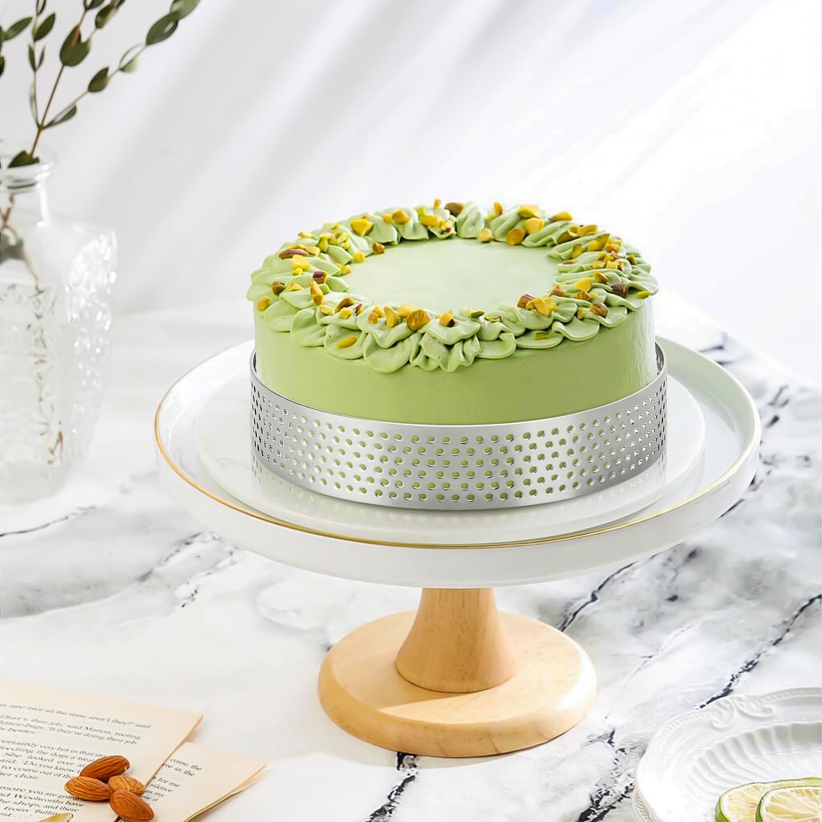 DIKARIYA Set van 3 roestvrijstalen taartcirkels - Ronde taartvorm - Bakframe - Hoogte 6 cm - Diameter 10/15/20 cm - Bakvorm voor cake, mousse, crèmes, gebak