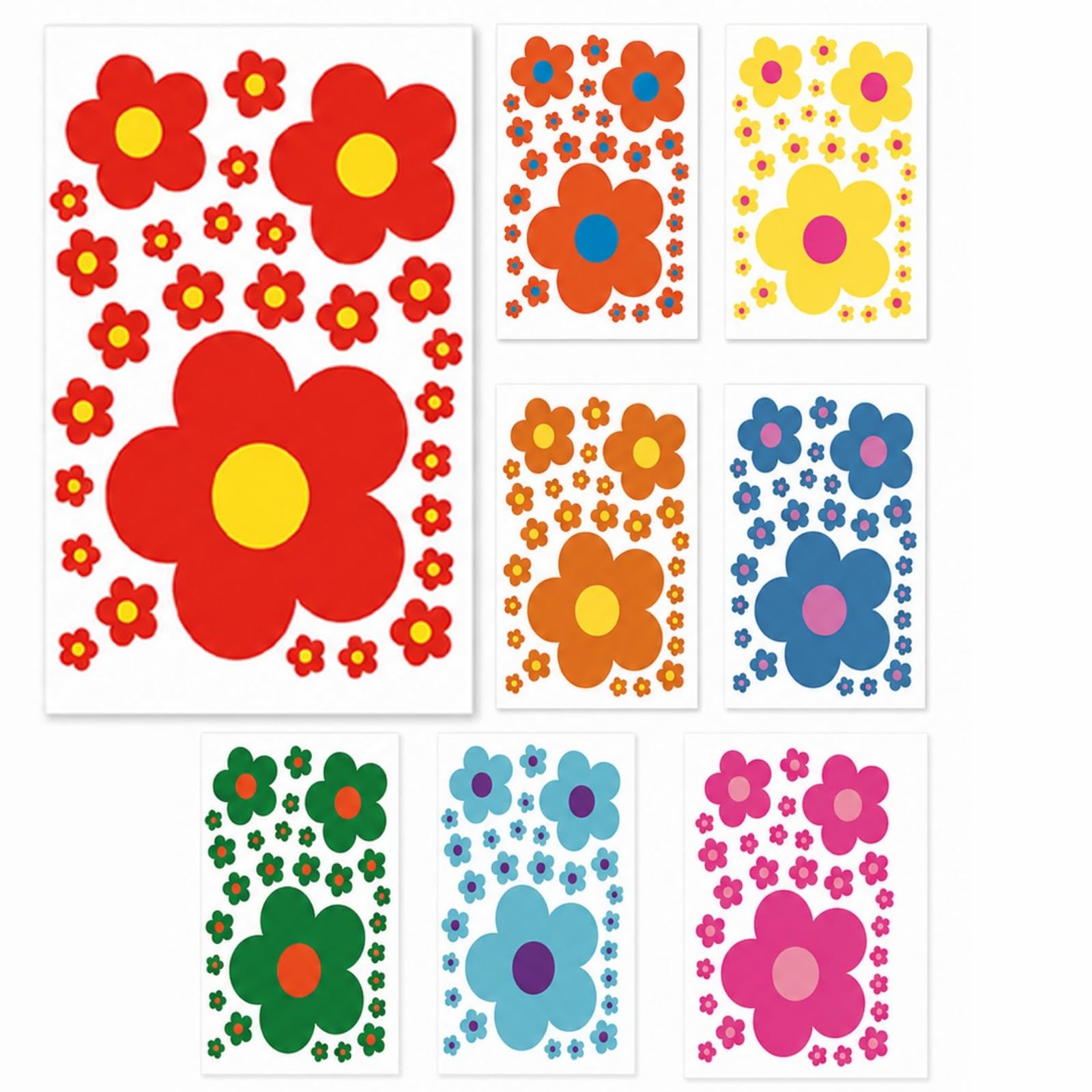 DCYQAIN 8 Sheets Flower Wheelie Bin Stickers, Waterproof Self-Adhesive Vinyl Decals, 224Pcs Colourful Decorative Stickers for Dustbin Wall Window Door Fridge Home Decor