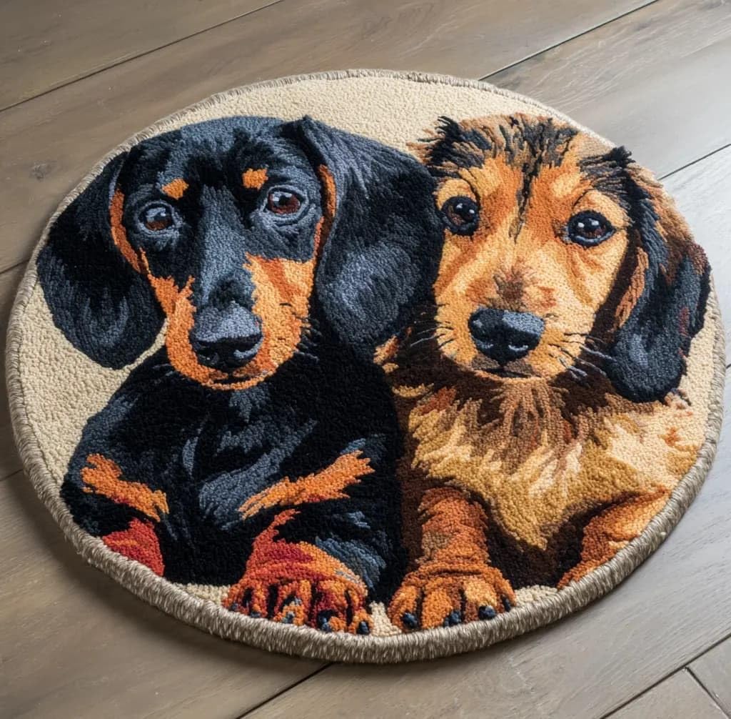 Kitquiver Latch Hook Craft Kit Rug Dachshund 50X50Cm