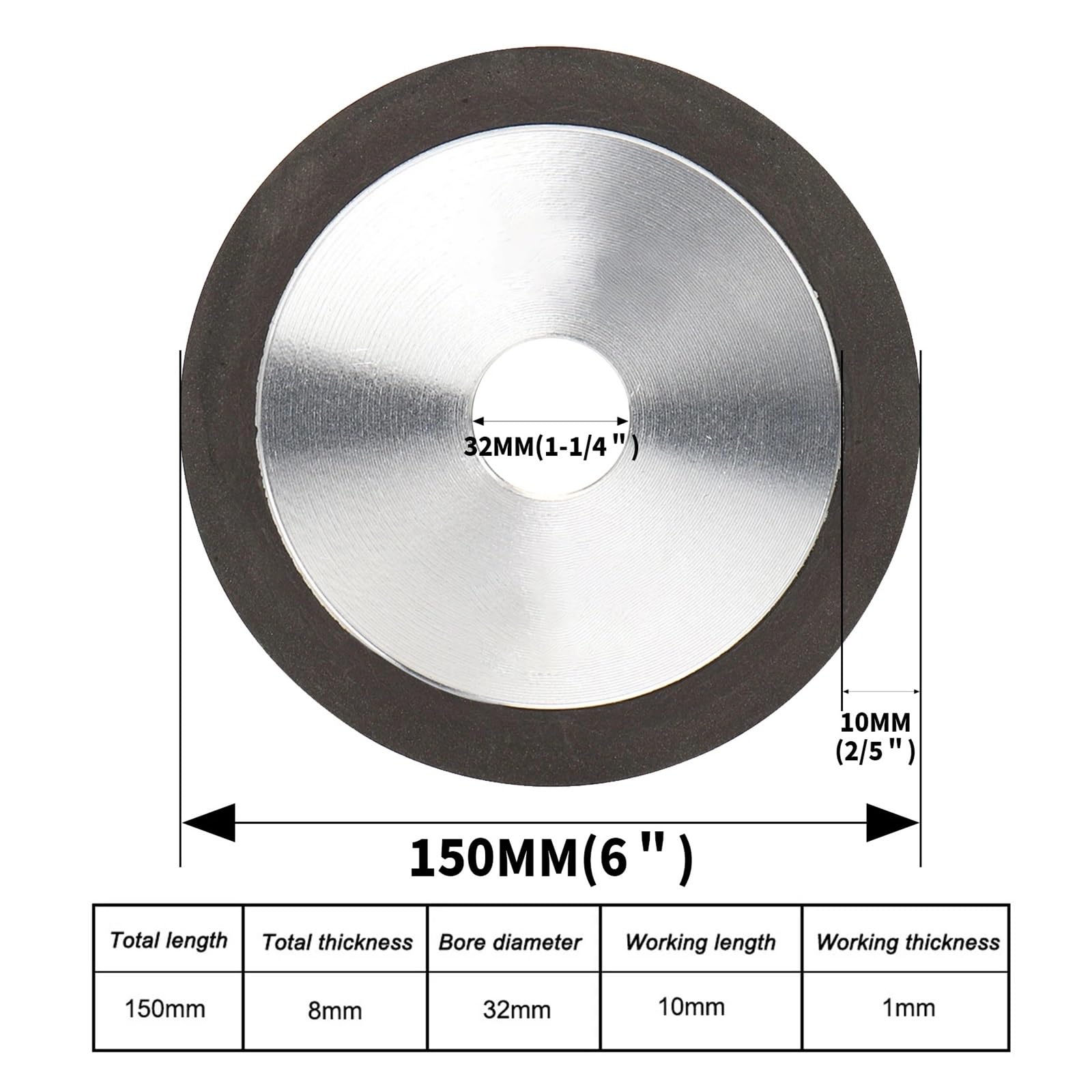Dischi da taglio diamantati Turbo Saw Blade, Disco abrasivo diamantato da 100/125/150 mm Disco abrasivo in resina for affilatura di frese in acciaio al tungsteno(150x32x10x8 320)