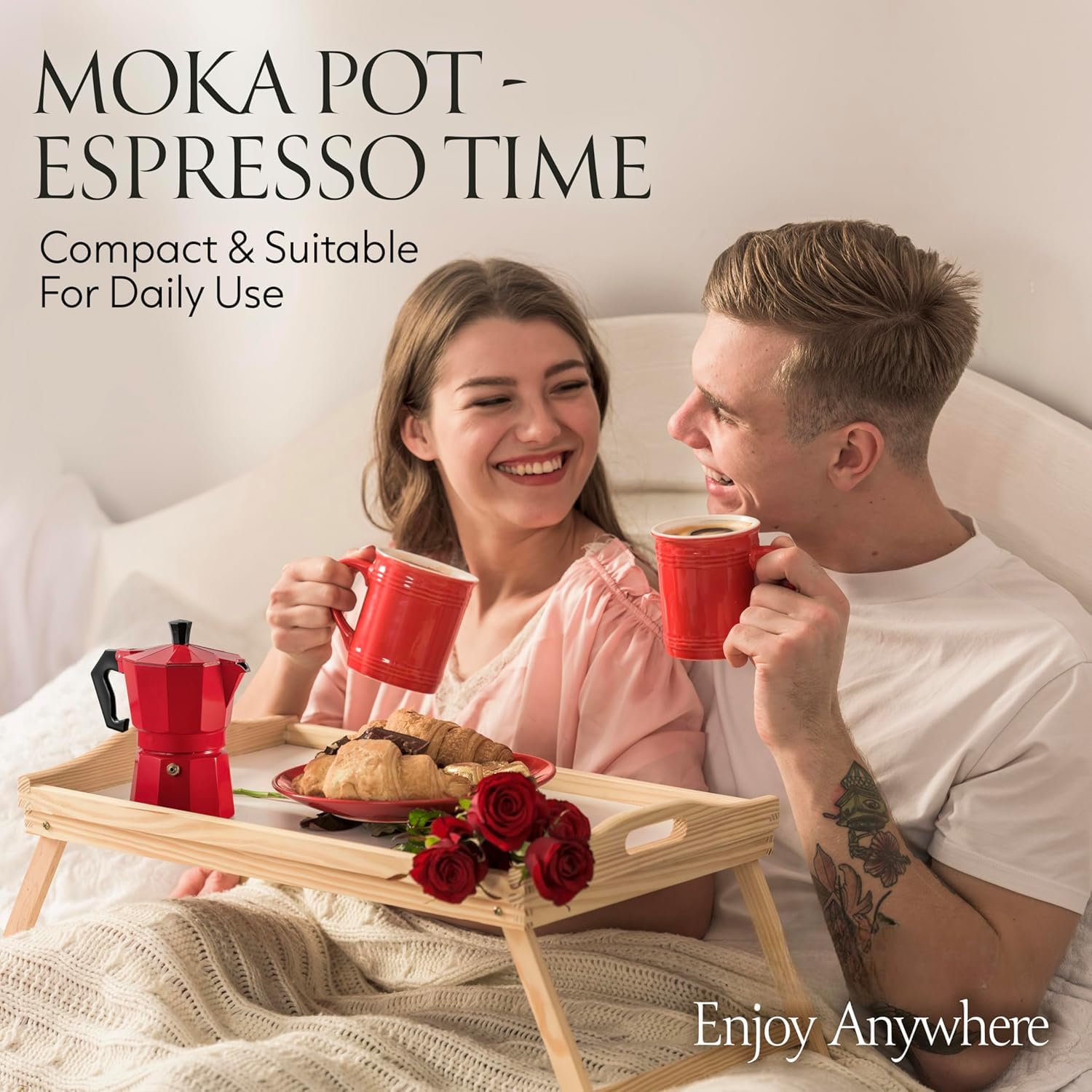HOMETIC Aluminium Espresso Coffee Maker, Moka Express 3 Cups Espresso Maker/Percolator/Stovetop/Filter Coffee Maker for Italian Mocha Coffee Moka Pot (130 ML, Red) 3