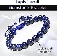 Vista 2 de Adjustable Crystal Bracelet – Gemstone Bead Bracelet with Adjustable Macrame String – Chic Gemstone Bracelet for Men and Women – 8mm Round Healing