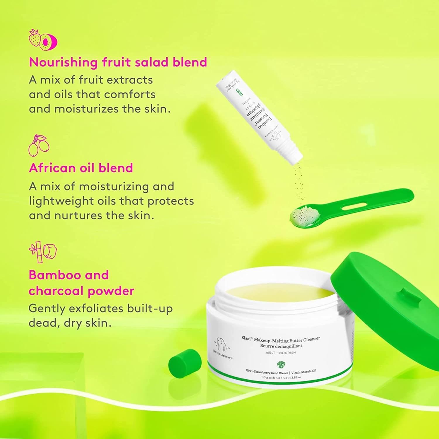 Drunk Elephant Slaai Makeup-Melting Butter Cleanser - 110 g/3.88 oz - Cleansing Balm - Clean Clinical Skincare - Cruelty-Free - Dermatologist-Tested - Free of Essential Oils, Silicones, and Fragrance