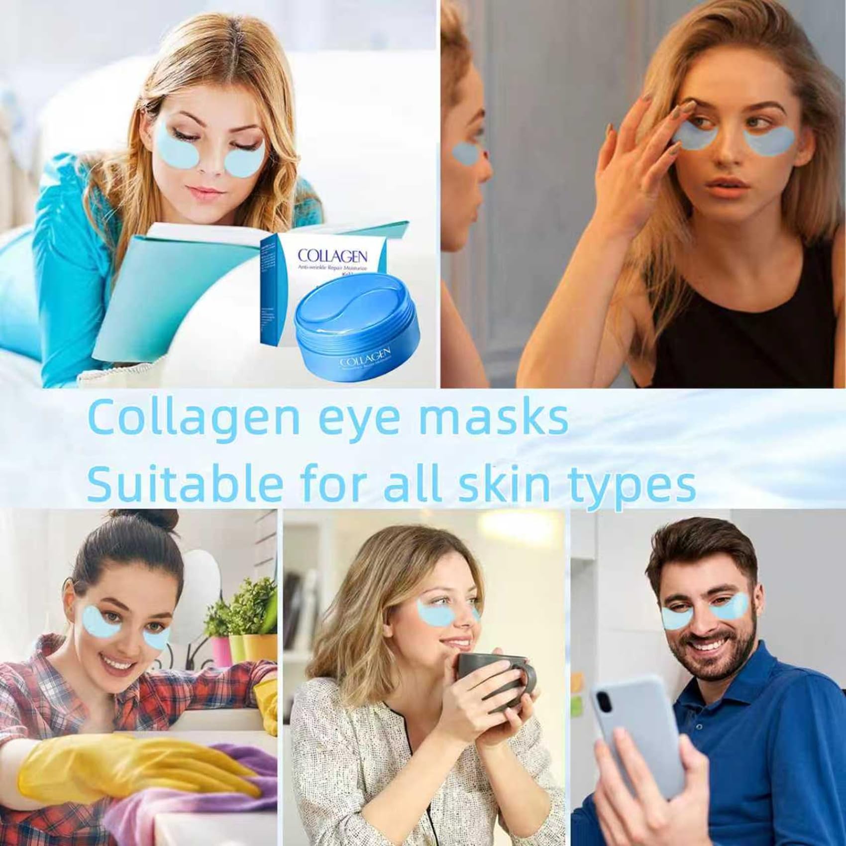 60 Pezzi Patch Occhi al Collagene,Maschera per Occhi All'acido Ialuronico,Per Anti-Rughe Anti-Età ed Idratante Ridurre Borse Occhiaie e Puffiness,Effetto Rinfrescante per Stanchi,Unisex