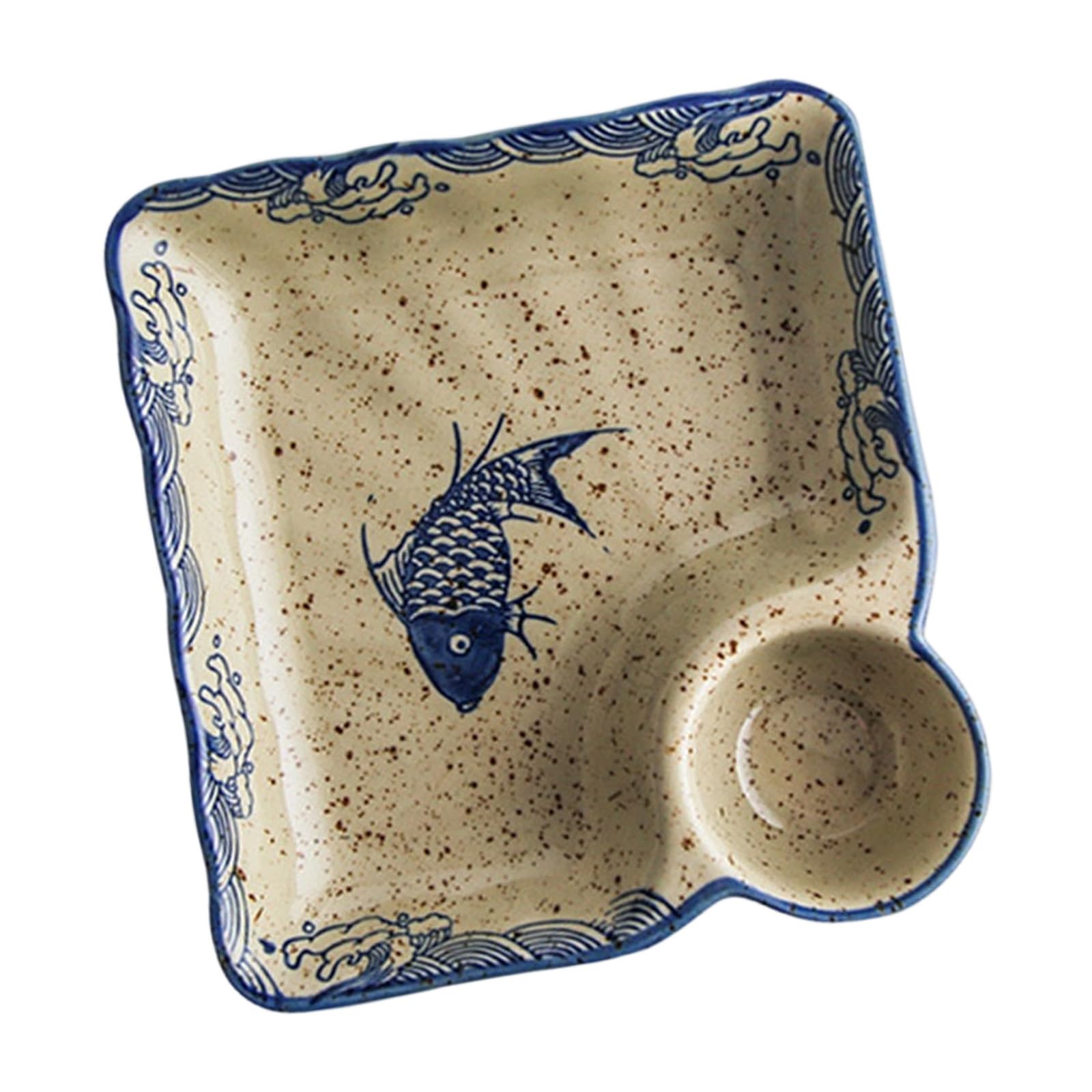XuQiZZpp Multifunctional Square Ceramic Plate Including Hand Painted Vinegar Ideal for Serving Dumplings Dim Sum