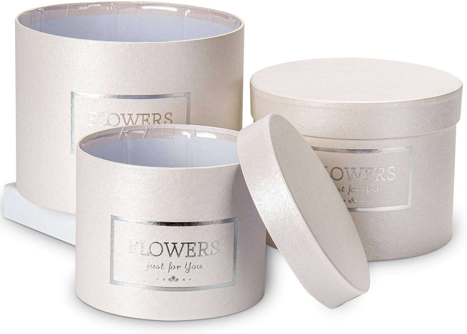 GnFlus White Gift Box Round Gift Boxes with Lids Set of 3