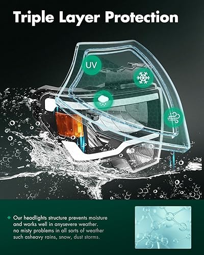 Miniatura 4 de SCITOO Faros delanteros para Ford para F-150 2009-2014, carcasa negra, reflector, lente transparente, lado del conductor y del pasajero